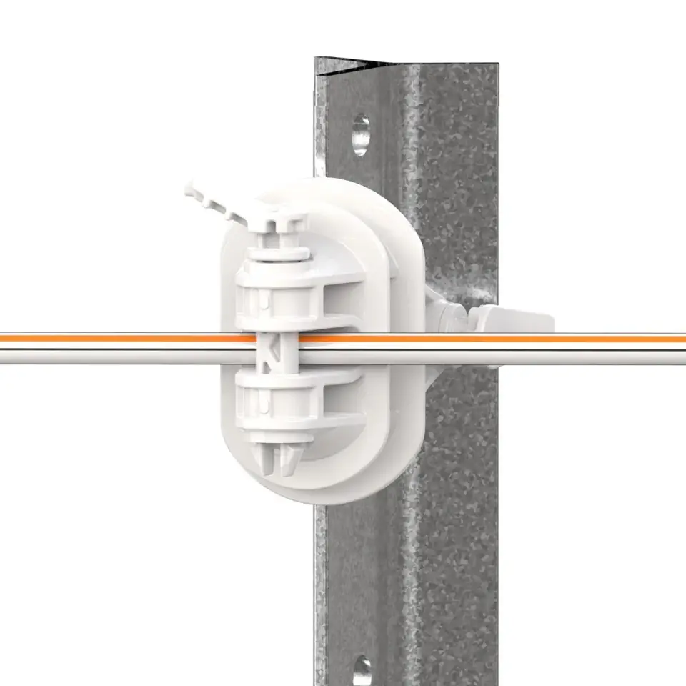 G663 Equi Pinlock Steel Post Insulator (White), Front Facing